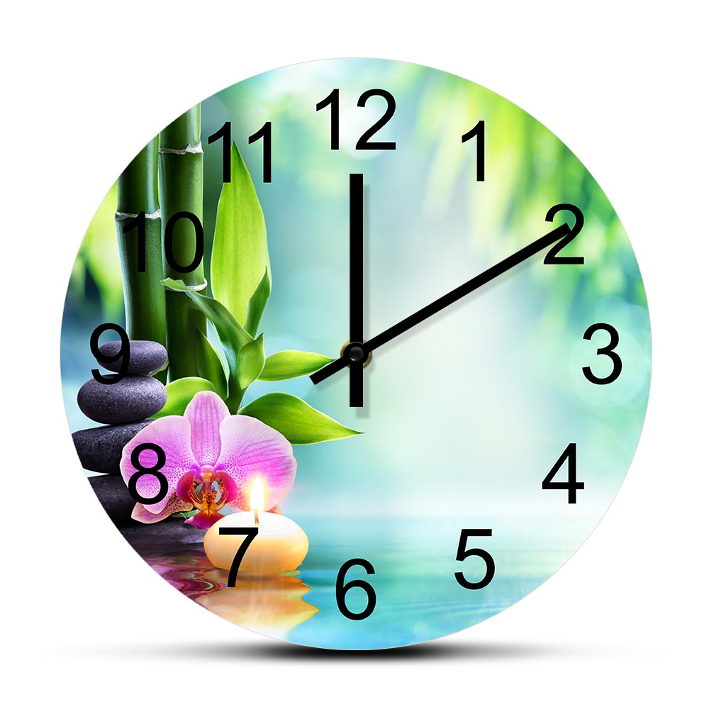 Wellness Spa With Massage - Reloj de pared silencioso con piedras